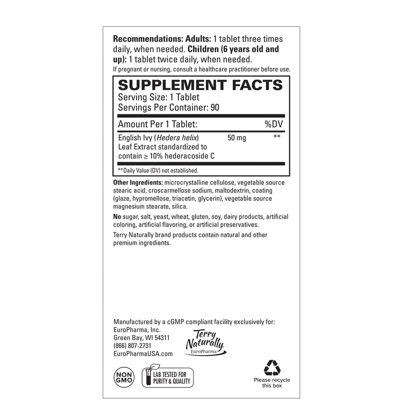 Bronchial Clear with Ivy Leaf Extract 90 Tabs by Terry Naturally