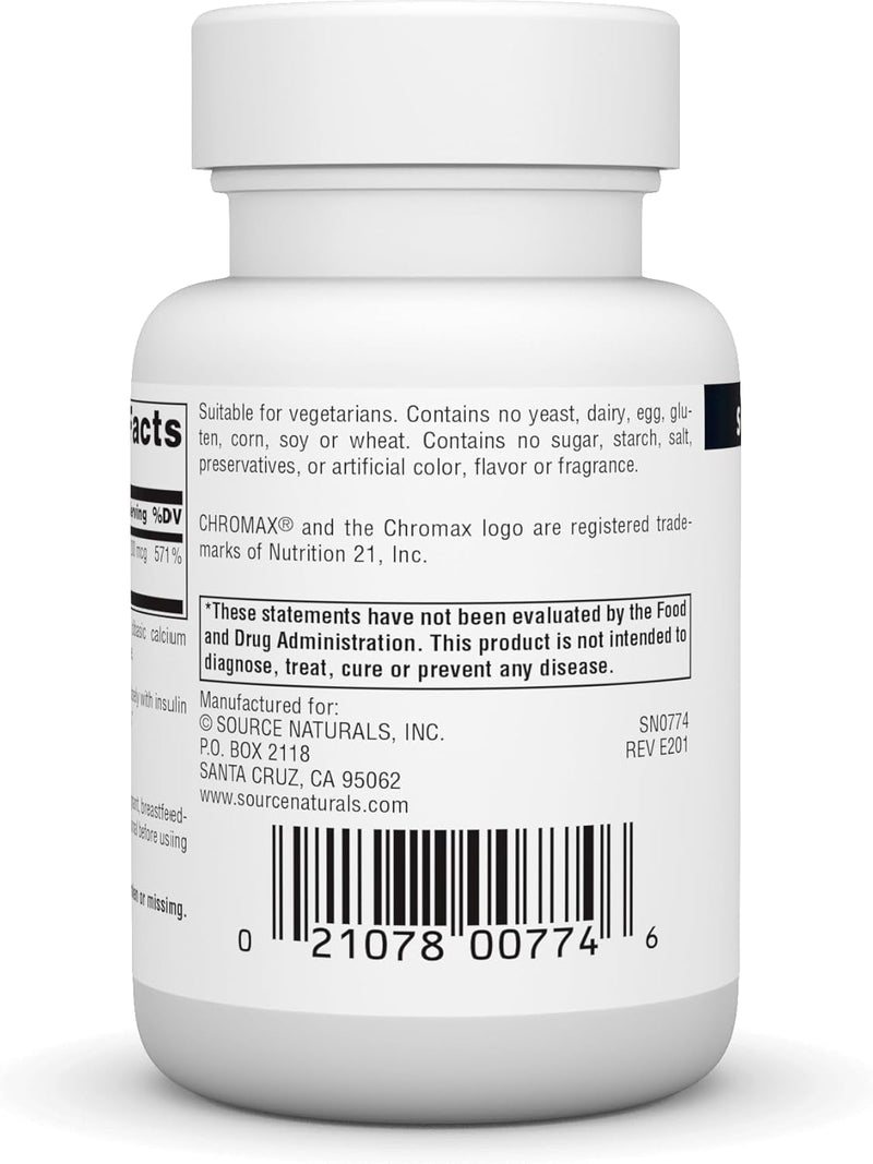 Chromium Picolinate, 200 mcg, 120 Tablets by Source Naturals