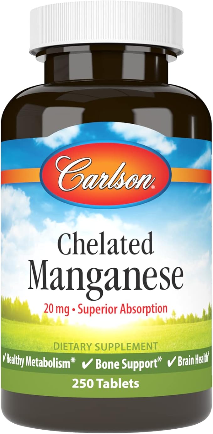 Chelated Manganese, 20 mg, 250 Tablets by Carlson