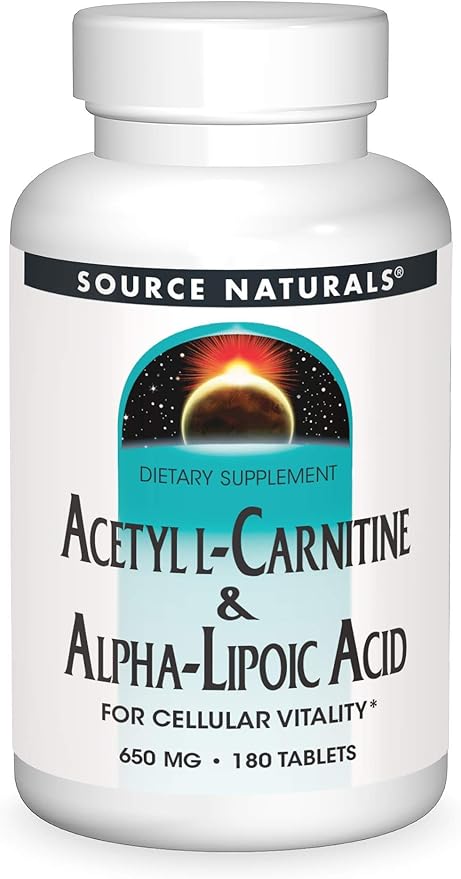 Acetyl L-Carnitine & Alpha-Lipoic Acid 650mg - 180 Tablets by Source Naturals