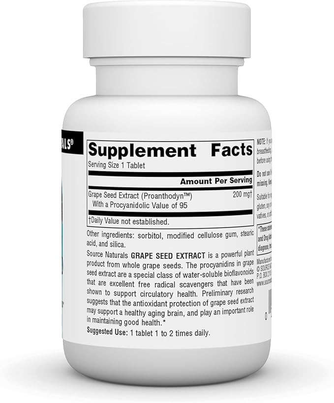 Grape Seed Extract 200MG-60 TABLETS by Source Naturals