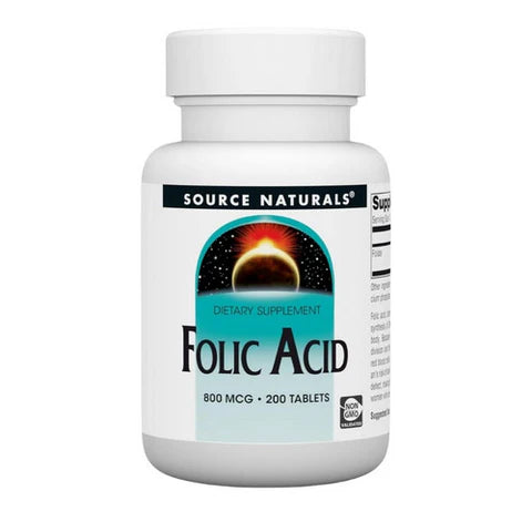 Folic Acid, 800 mcg, 200 Tablets by Source Naturals