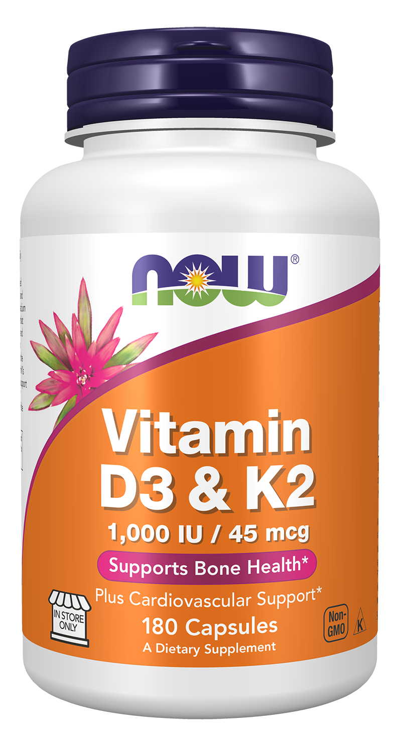 Vitamin D-3 & K-2 - 180 Capsules by NOW