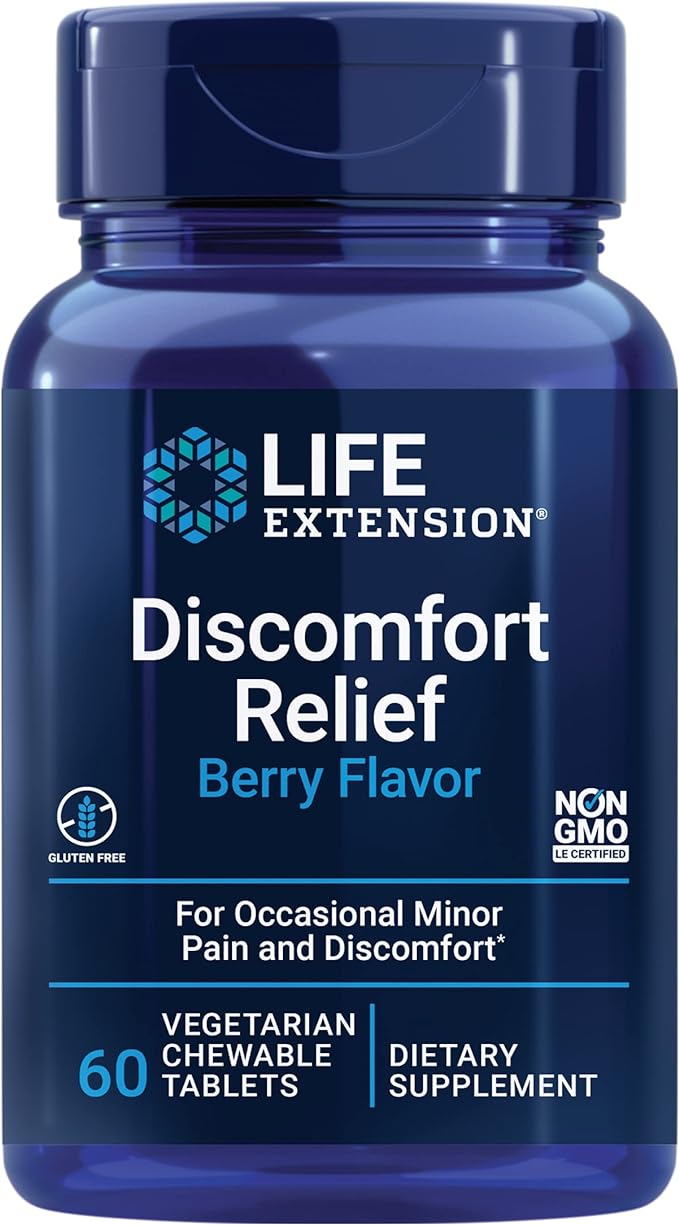 Discomfort Relief (Berry Flavor) 60 Vegetarian Chewable Tablets by Life Extension
