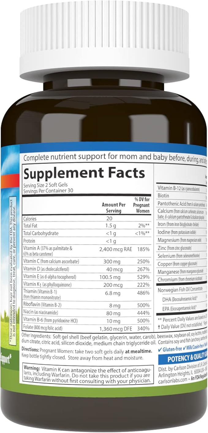 Prenatal with DHA, 60 Soft gels by Carlson