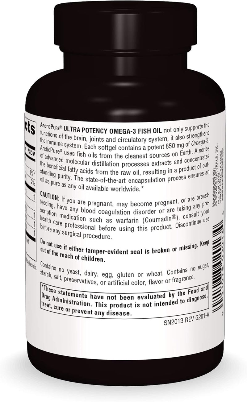 Arctic Pure®, Ultra Potency Omega-3 Fish Oil, 850 mg, 60 Softgels by Source Naturals