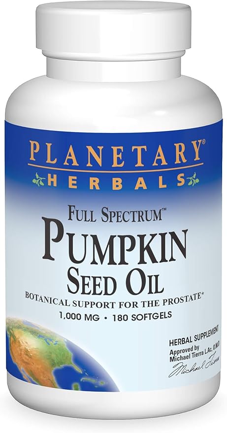 Full Spectrum Pumpkin Seed Oil, 1,000 mg - 180 Softgels by Planetary Herbals
