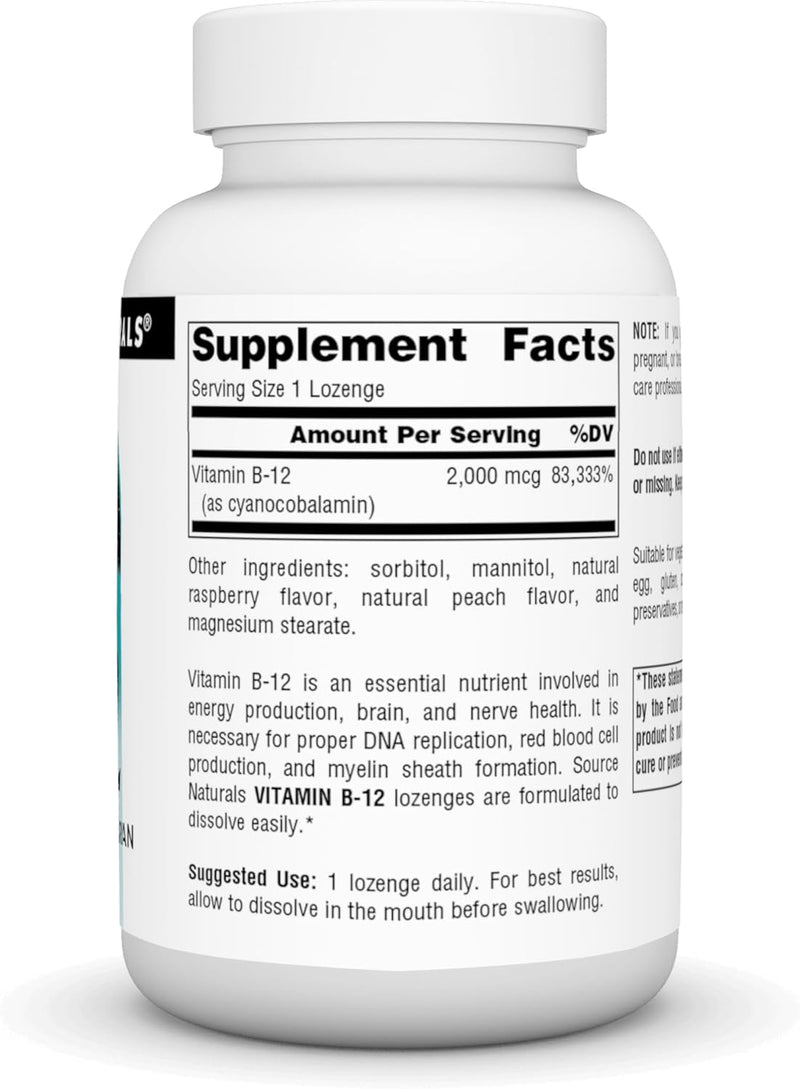 B-12, 2,000 mcg, 200 Lozenges by Source Naturals