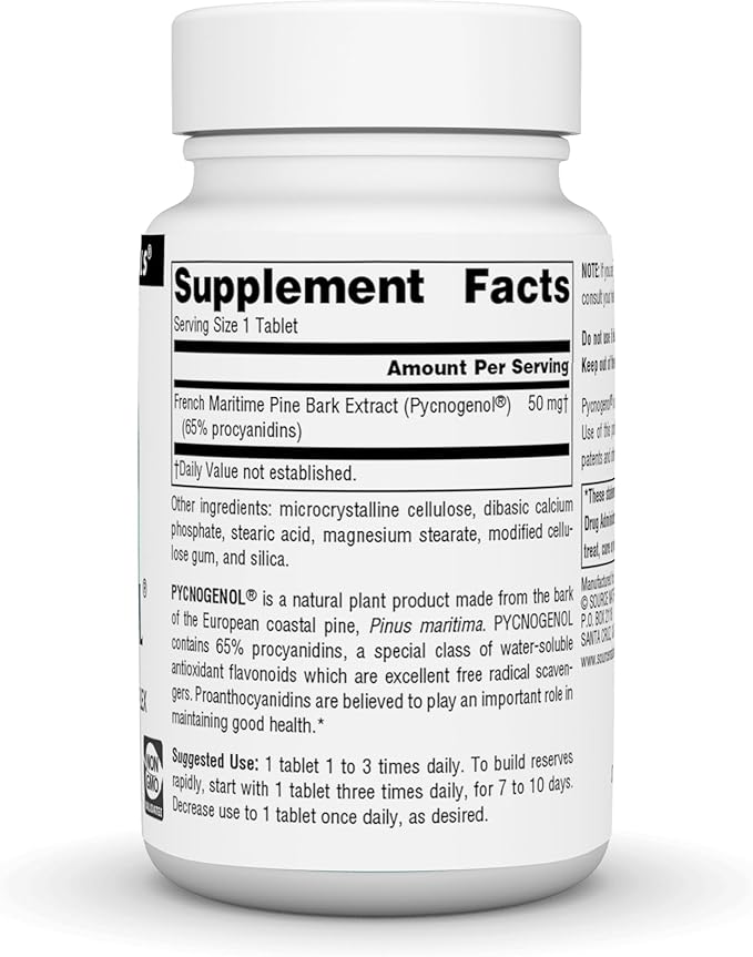 Pycnogenol 50 mg, 120 Tablets by Source Naturals