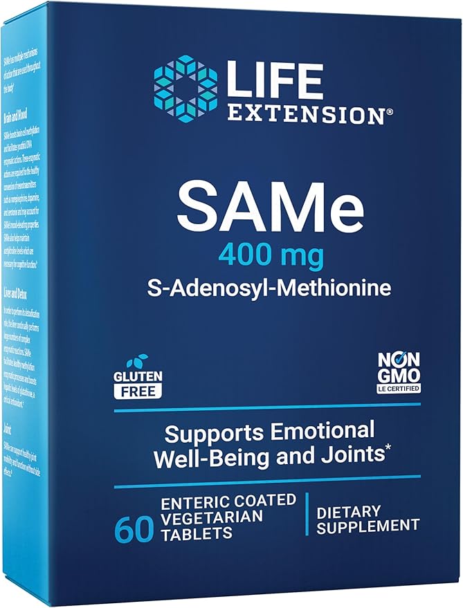 SAMe S-Adenosyl-Methionine, 400 mg, 60 Enteric Coated Vegetarian Tablets by Life Extension