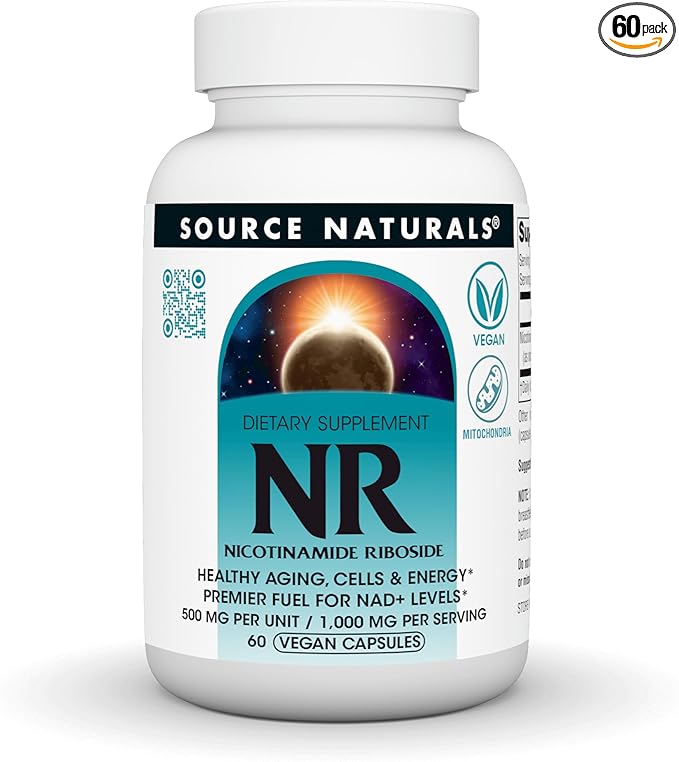 NR (Nicotinamide Riboside), 1,000 mg per Serving - 60 Vegan Capsules by Source Naturals