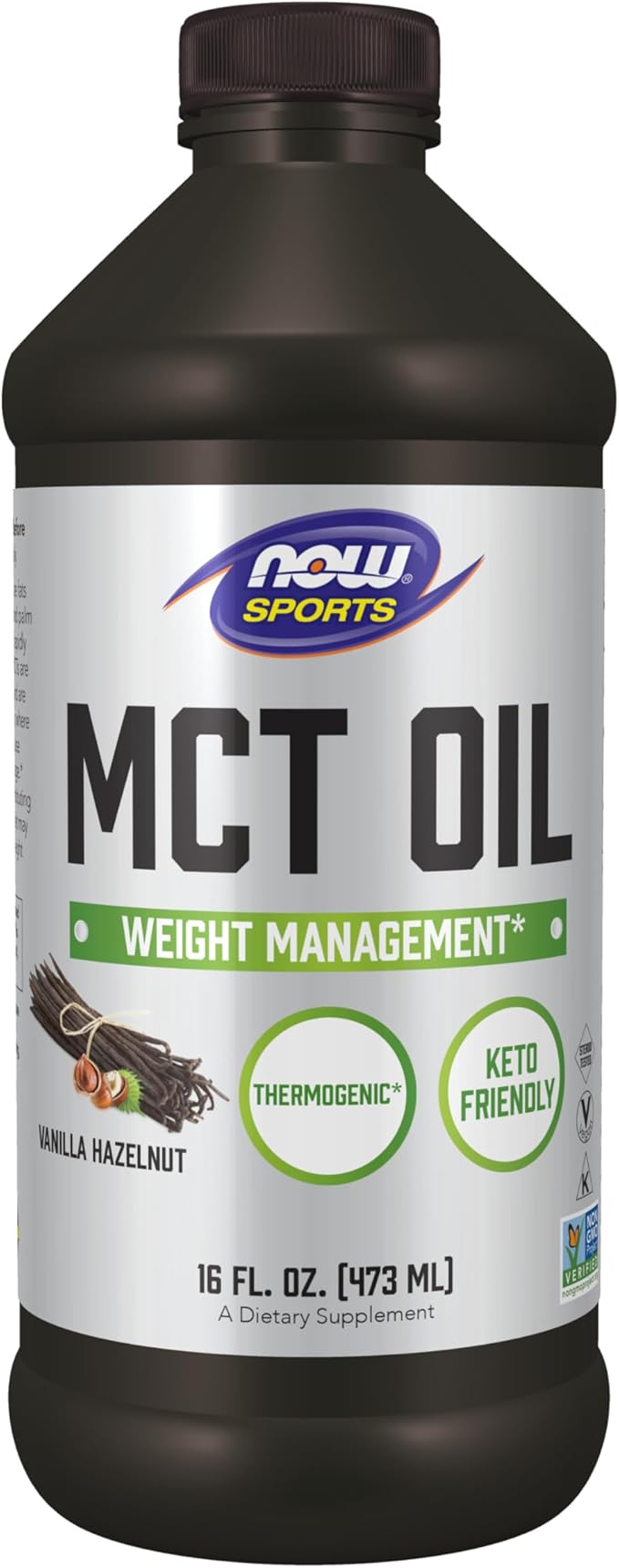 MCT Oil, Vanilla Hazelnut, 16 fl oz (473 ml) by NOW