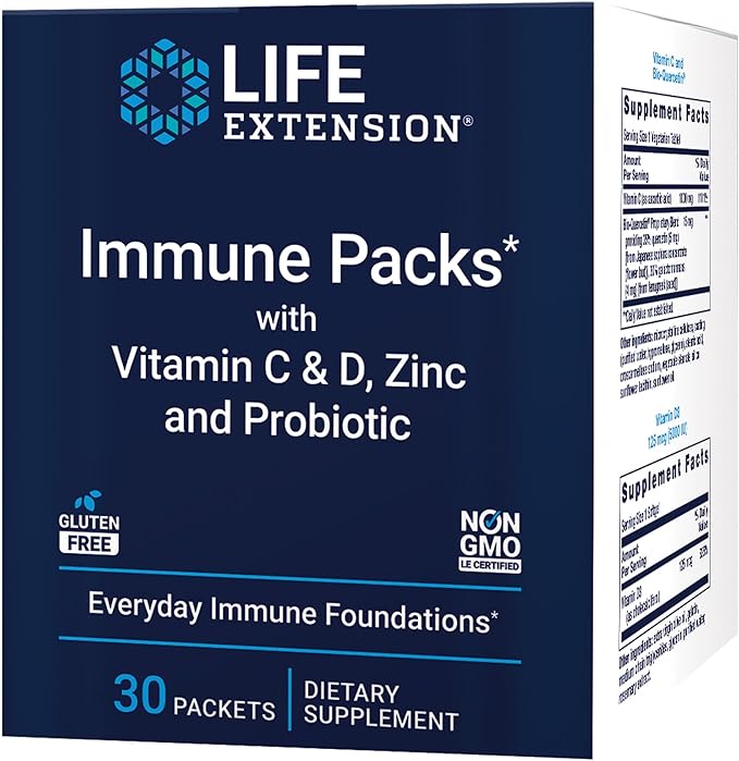 Immune Packs with Vitamin C & D, Zinc and Probiotic, 30 Packets by Life Extension