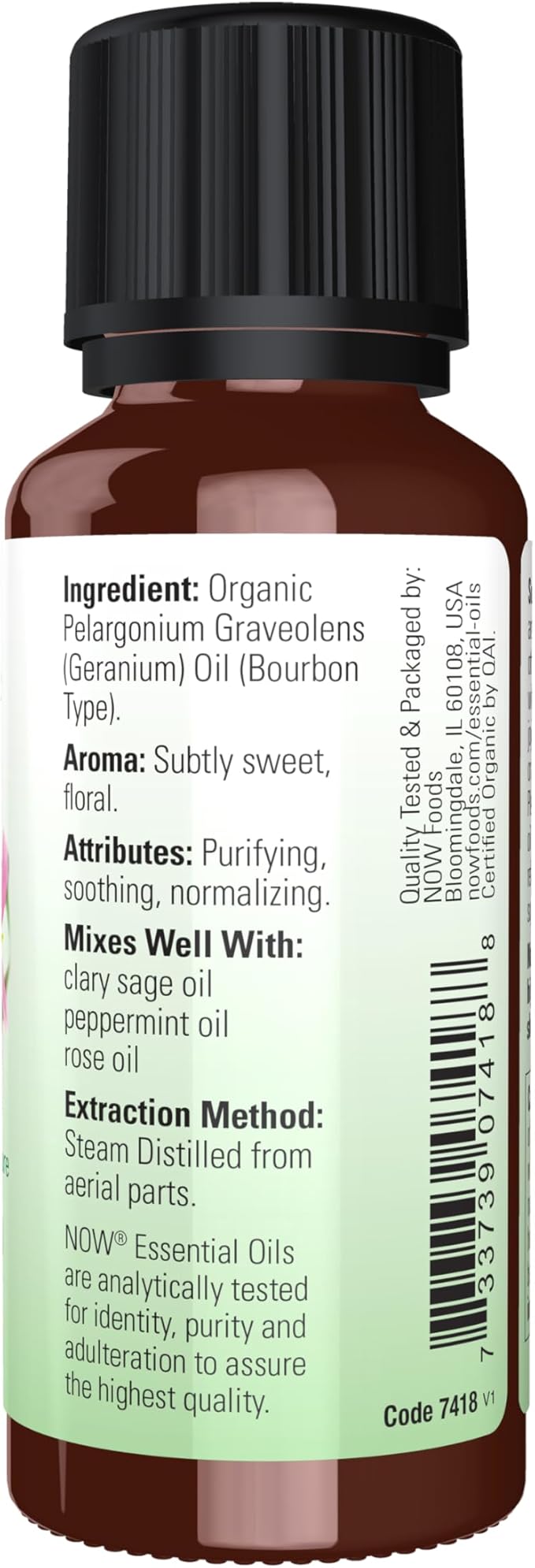 Organic Geranium Oil, 1 fl. oz.(30 ml)  by NOW