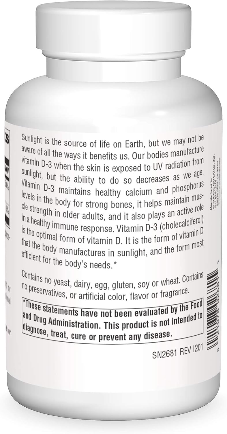 Vitamin D-3, 50 mcg (2,000 IU), 400 Capsules by Source Naturals