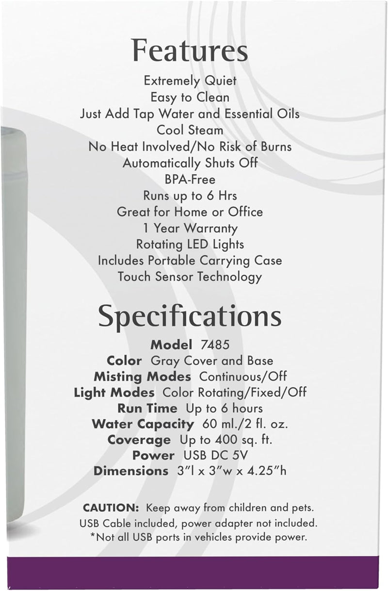 Portable USB Ultrasonic Oil Diffuser by NOW