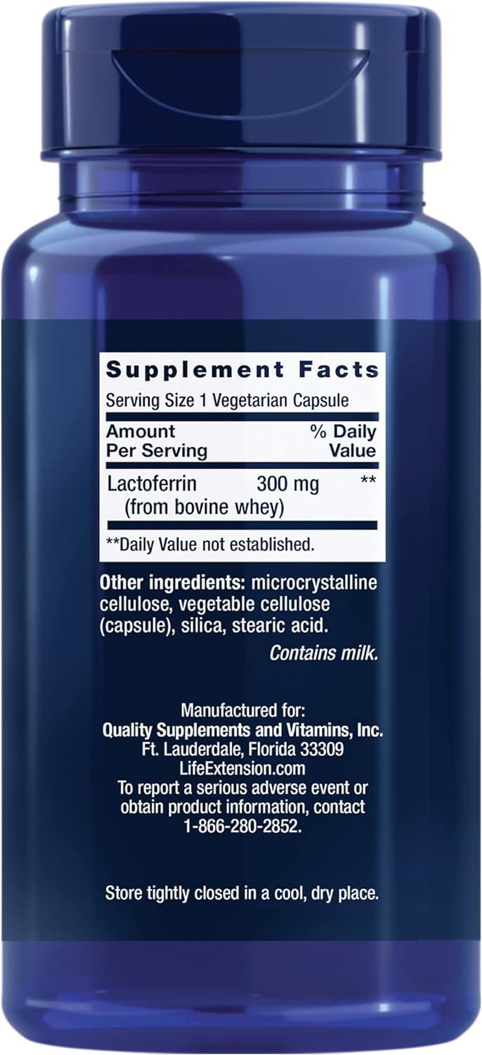 Lactoferrin Caps, 60 Vegetarian Capsules (300 mg per Capsule) by Life Extension