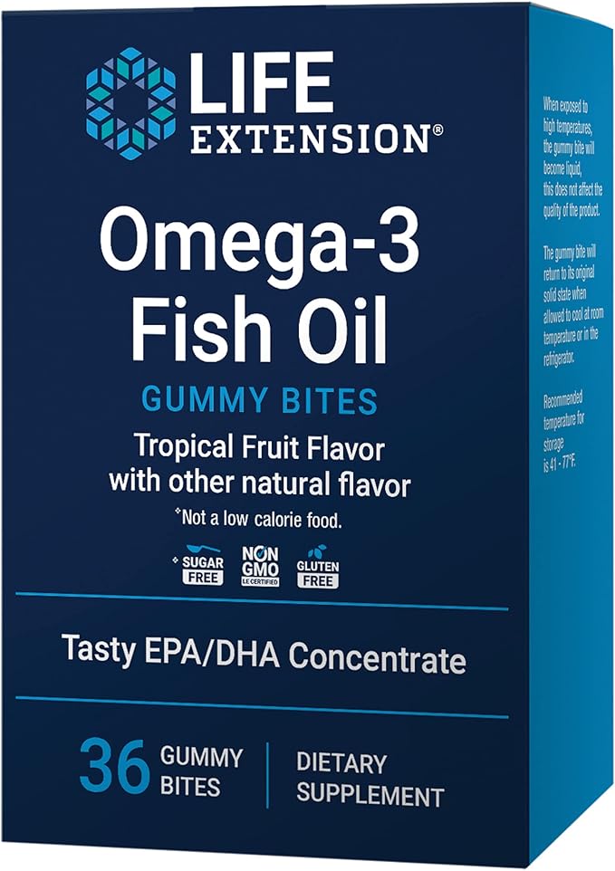 Omega-3 Fish Oil Gummy Bites, Tropical Fruit, 36 Gummy Bites by Life Extension