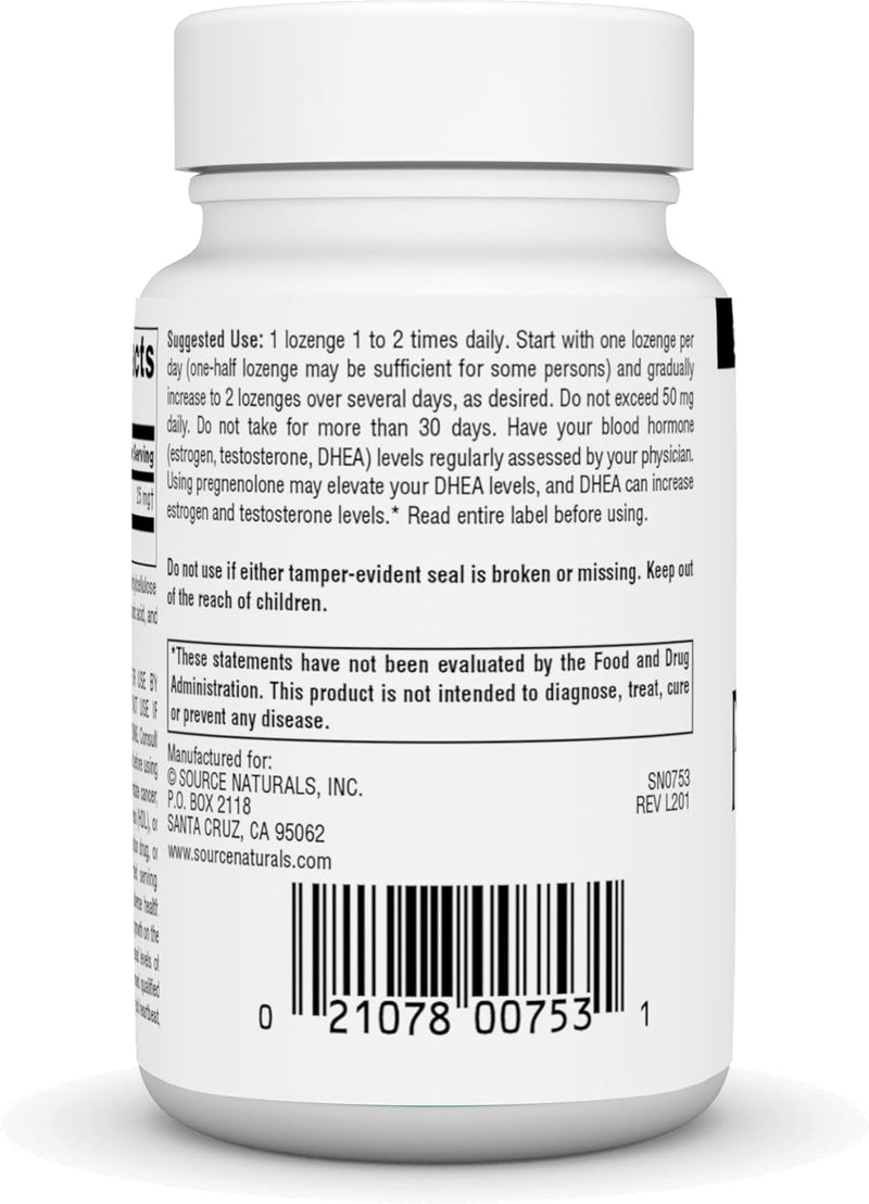 Pregnenolone,  25 mg - 120 Lozenges (Cherry Flavored)  by Source Naturals