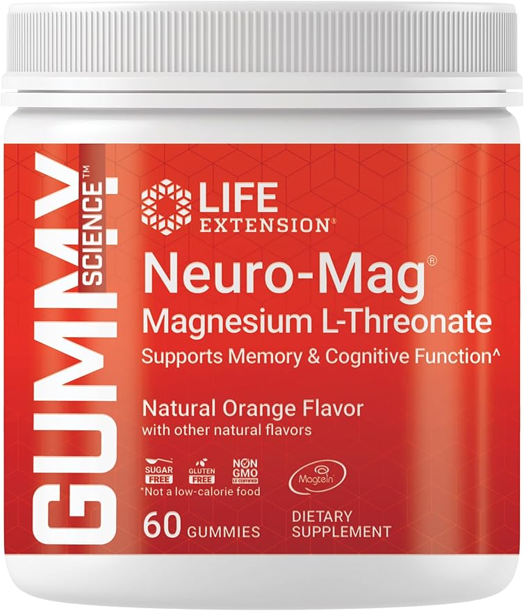 Neuro-Mag, Magnesium L-Threonate, Natural Orange, 60 Gummies by Life Extension