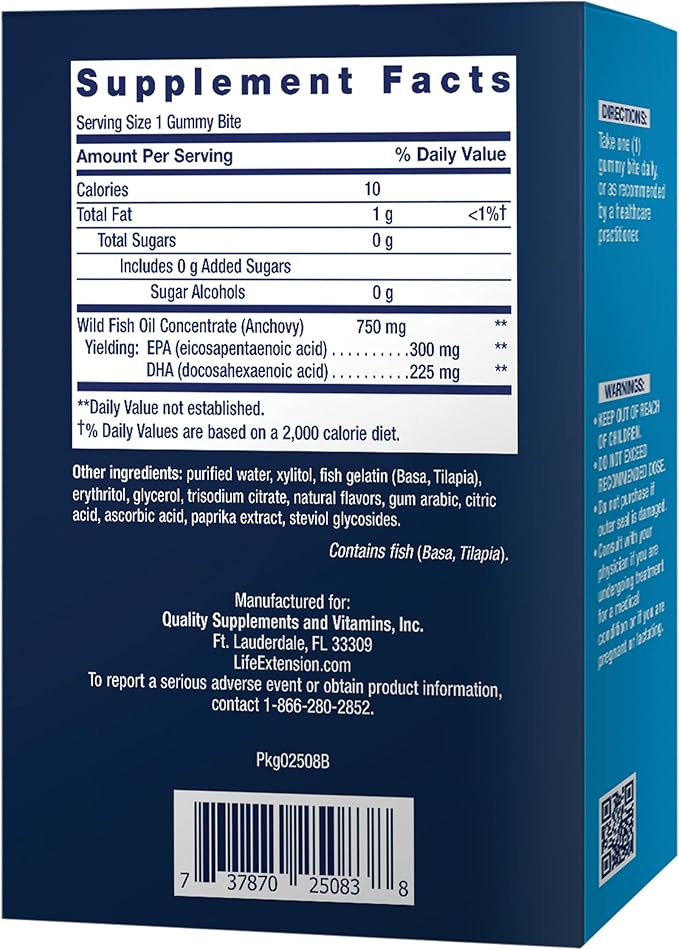 Omega-3 Fish Oil Gummy Bites, Tropical Fruit, 36 Gummy Bites by Life Extension