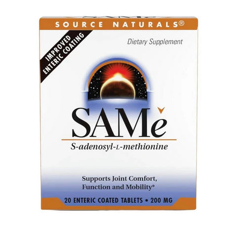 SAMe S-Adenosyl-L-Methionine, 200 mg, 20 Enteric Coated Tablets by Source Naturals