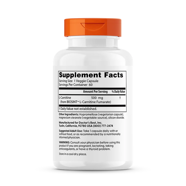 Doctor's Best L-Carnitine Fumarate 855 mg 60 Veggie Caps – Better Health  International