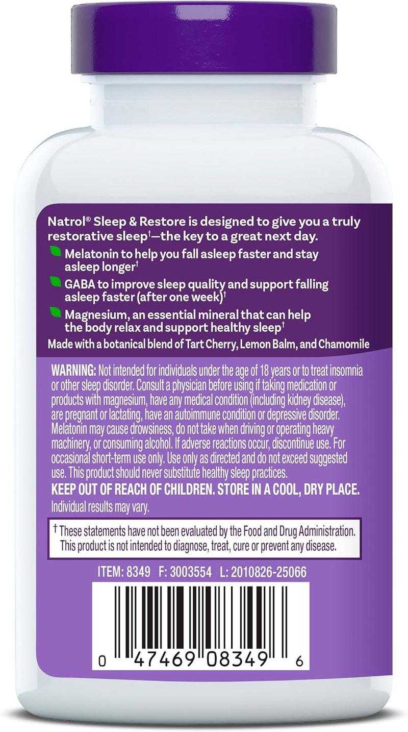 Sleep & Restore with 5 mg Melatonin, 60 Capsules by Natrol