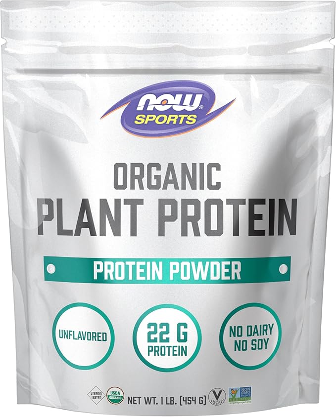 Organic Plant Protein Powder, Unflavored, 1 lb (454 g) by NOW