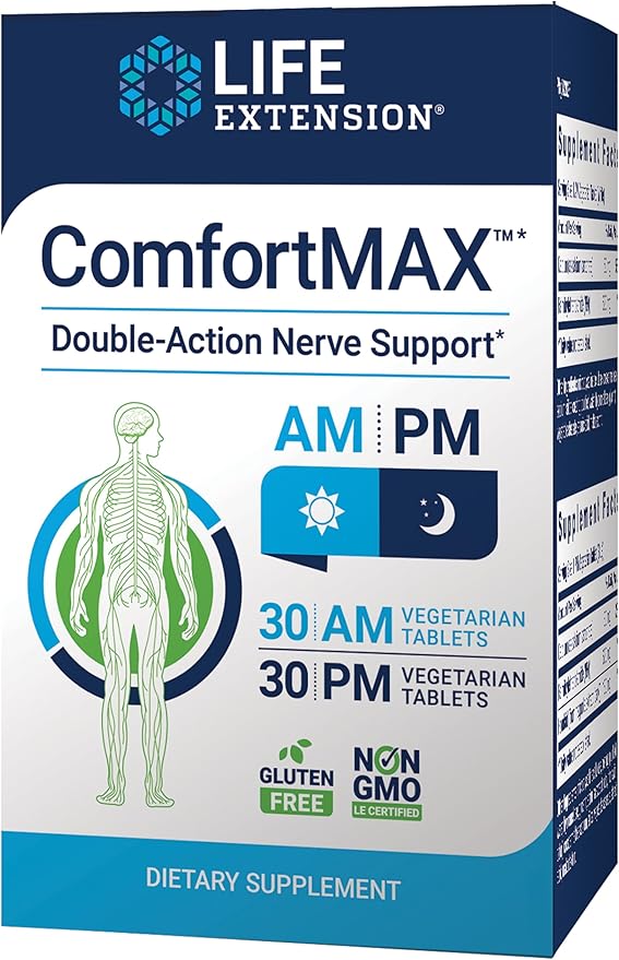 ComfortMAX, Double-Action Nerve Support, For AM & PM, 60 Vegetarian Tablets by Life Extension