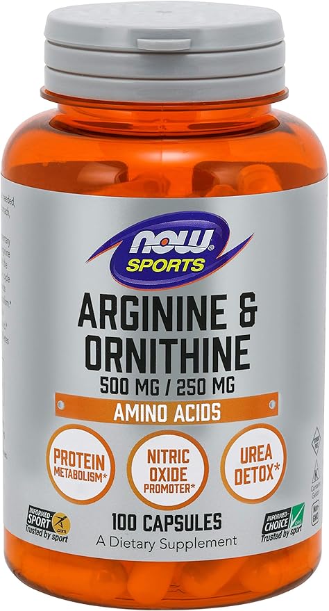 Arginine & Ornithine 500 mg / 250 mg - 100 Veg Capsules by NOW