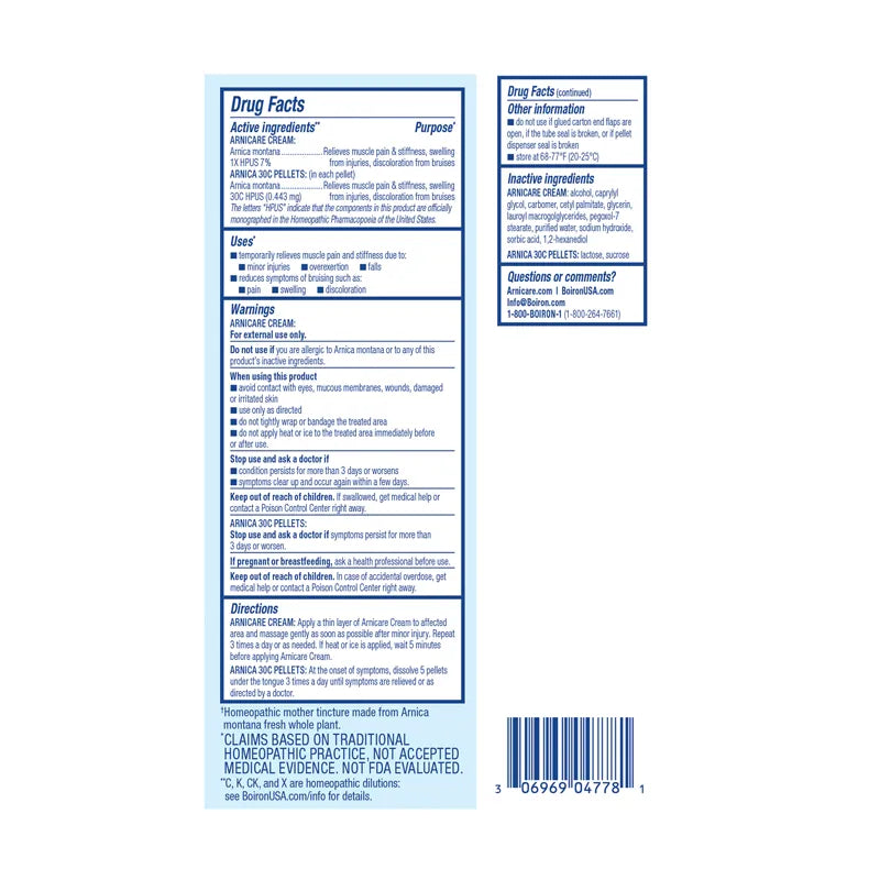 Arnicare Cream and Oral Pellets Value Pack 2.5 oz (70 g) and approx. 80 pellets by Boiron