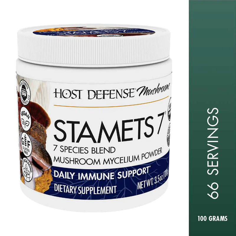 Host Defense Stamets 7 Mushroom Mycelium Powder, 3.5 oz (100g)