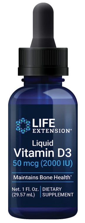 Liquid Vitamin D3, 50 mcg (2,000 IU), 1 fl oz (29.57 ml), by Life Extension