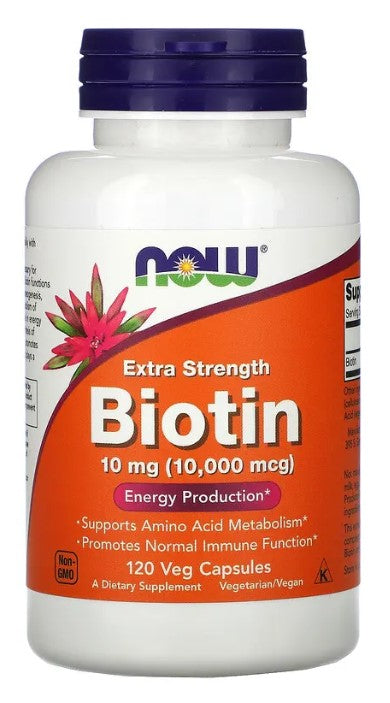 Extra Strength Biotin, 10 mg (10,000 mcg), 120 Veg Capsules, by NOW