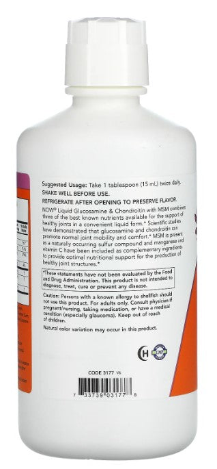 Liquid Glucosamine & Chondroitin with MSM, Citrus, 32 fl oz (946 ml), by NOW