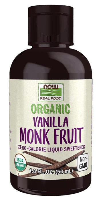 Organic Vanilla Monk Fruit, Zero-Calorie Liquid Sweetener, 1.8 fl oz (53 mL), by Now