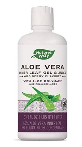 Aloe Vera Inner Leaf Gel & Juice Wild Berry Flavored 1 Liter (33.8 fl oz)