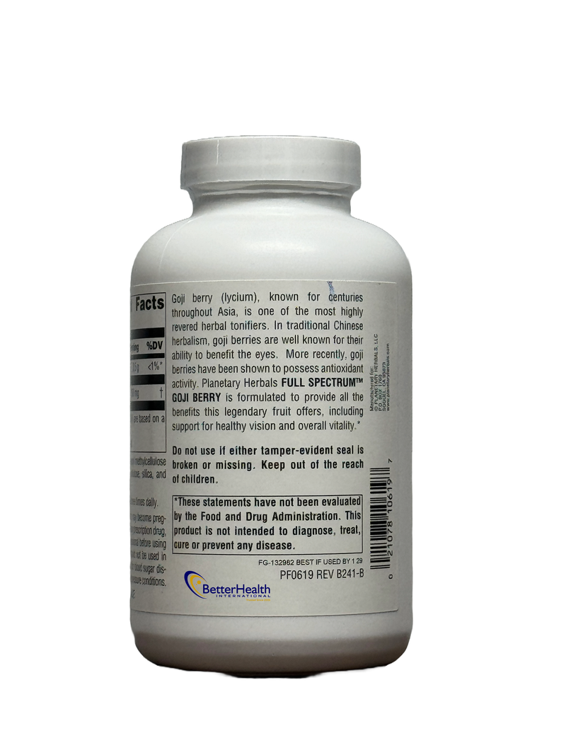 Full Spectrum Goji Berry 700 mg 180 Vegetarian Capsules by Planetary Herbals