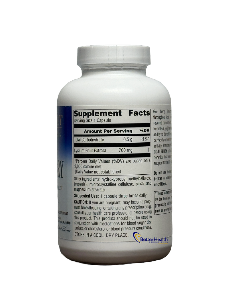 Full Spectrum Goji Berry 700 mg 180 Vegetarian Capsules by Planetary Herbals