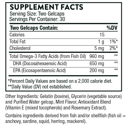 Advanced DHA 60 Gelcaps, by Thorne