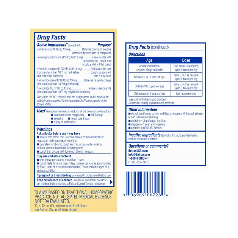 Chestal Cold & Cough Syrup 6.7 oz (200 mL) by Boiron | Better Health