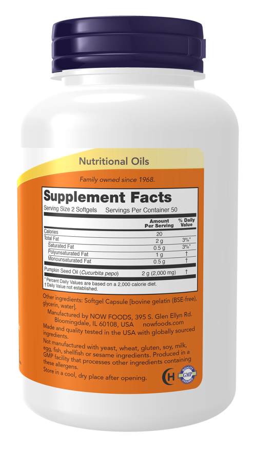 Pumpkin Seed Oil 1000 mg 200 Softgels by NOW