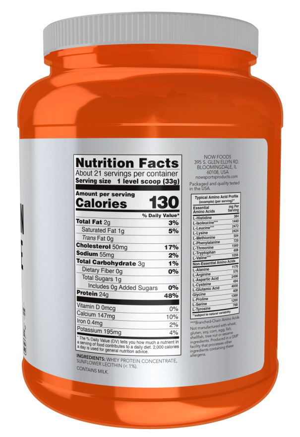 Whey Protein Concentrate Powder Unflavored 5 lb (2.3 kg), NOW Sports
