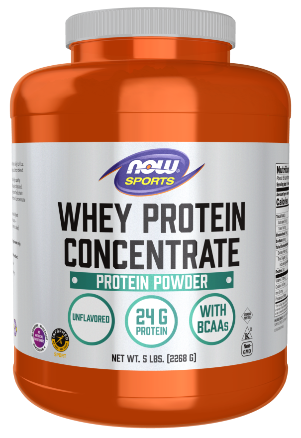 Whey Protein Concentrate Powder Unflavored 5 lb (2.3 kg), NOW Sports