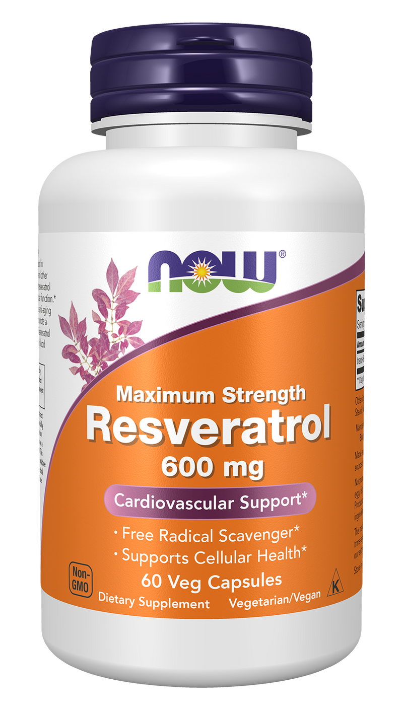 Maximum Strength Resveratrol 600 mg 60 Veg Capsules by NOW Foods