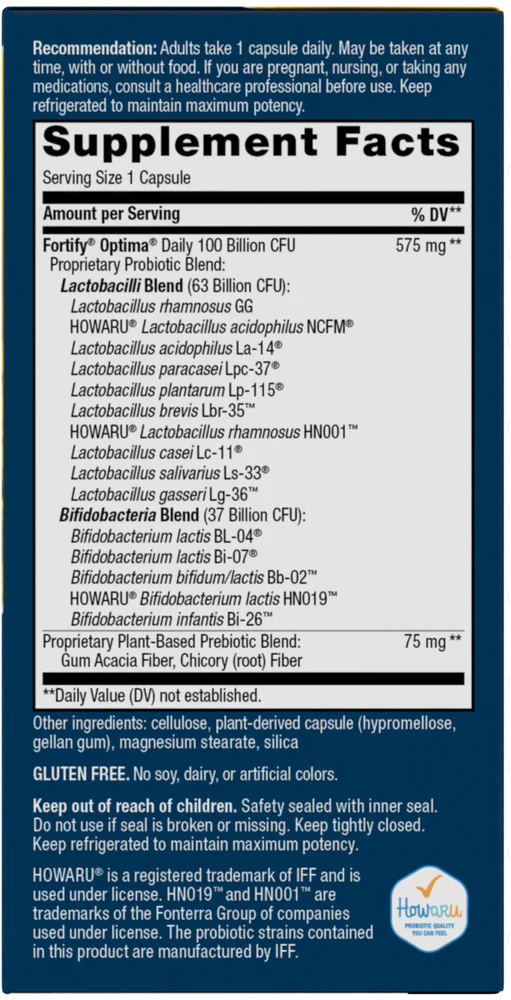 Fortify Optima Ultra Potency Probiotic 30 Delayed-release Capsules by ...