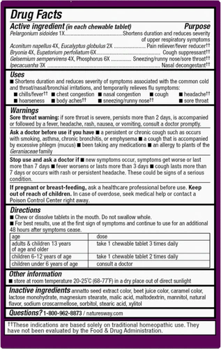 Umcka Cold+Flu Berry Flavor 20 Chewable Tablets | Better Health