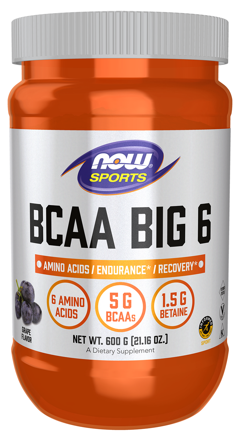 BCAA Big 6, Grape Flavor Powder - 600 g by NOW | Better Health ...