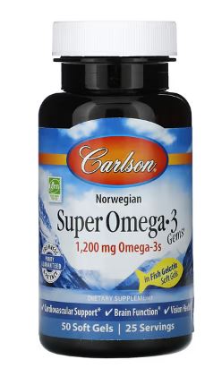 Super Omega-3 Gems, 1,200 mg, 50 Soft Gels (600 mg per Soft Gel) by Carson